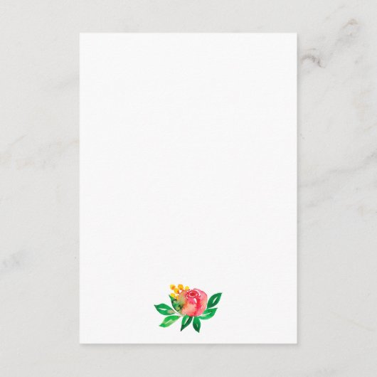 ピンクイエローウォーター色フローラゲスト情報カード エンクロージャーカード (裏面)