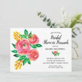 ピンクイエローウォーター色フローラブライダルシャワー招待状 (スタンド正面)