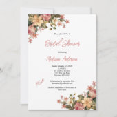 ピンクイエローウォーター色フローラブライダルシャワー 招待状 (正面)
