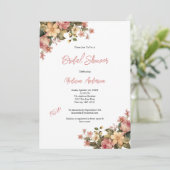 ピンクイエローウォーター色フローラブライダルシャワー 招待状 (スタンド正面)