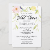 ピンクイエローウォーター色フローラブライダルシャワー 招待状 (正面)