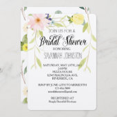 ピンクイエローウォーター色フローラブライダルシャワー 招待状 (正面/裏面)