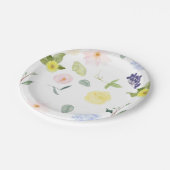 ピンクイエローウォーター色フローラ ペーパープレート (アングル)