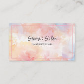 ピンクイエローウォーター色洗髪爪、 ネイルスパサロン 名刺 (正面)