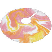 ピンクイエローオレンジとホワイト流体アート ブラッシュドポリエステルツリースカート (アングル)