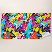 ピンクイエローオレンジグラフィティ ビーチタオル (正面)