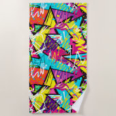 ピンクイエローオレンジグラフィティ ビーチタオル (正面)