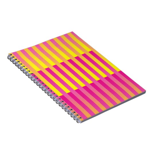 ピンクイエローオレンジストライプの色 ノートブック (右側)