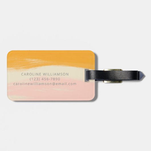 ピンクイエローオレンジ抽象芸術水彩名前をカスタムする ラゲッジタグ (裏面横)