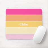 ピンクイエローカスタムサマーカラーブロックストライプ マウスパッド (マウス)