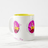 ピンクイエローカトレヤオーキッドマザーズデイマグ ツートーンマグカップ (正面左)