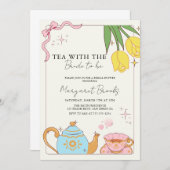 ピンクイエローキュートブライダルティーパーティー 招待状 (正面/裏面)