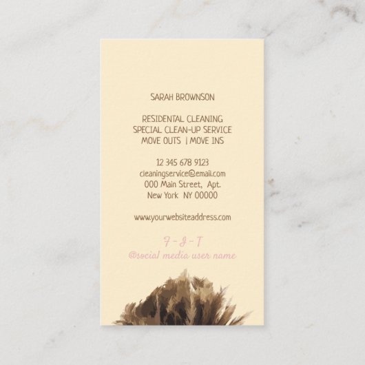 ピンクイエロークリーニングサービスのメイドジャニカ 名刺 (裏面)