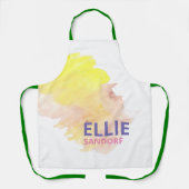 ピンクイエローグランジ名前をカスタムするシェフベイカーエプロン エプロン (正面)