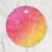 ピンクイエローグリッター誕生日サンキューメッセージカード フェイバータグ (裏面)