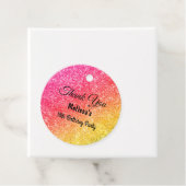 ピンクイエローグリッター誕生日サンキューメッセージカード フェイバータグ (インサイチュ)