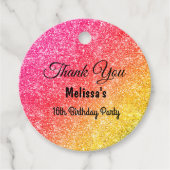 ピンクイエローグリッター誕生日サンキューメッセージカード フェイバータグ (正面)