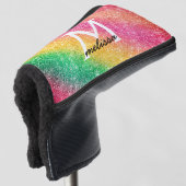 ピンクイエローグリッター ガーリー ゴルフヘッドカバー (3/4 正面)