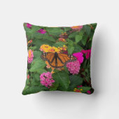 ピンクイエローグリーンフローラとバタフライランタナ クッション (裏面)
