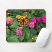 ピンクイエローグリーンフローラランタナウィズバタフライ マウスパッド (マウス)