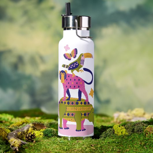 ピンクイエローグリーン個人用ウォーターボトル ウォーターボトル (アウトドア)