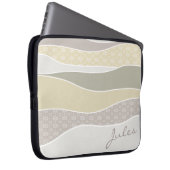 ピンクイエローグリーン曲線ストライプ抽象芸術波名 ラップトップスリーブ (正面右)