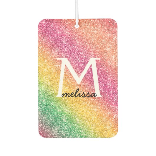 ピンクイエローグリーン虹の輝き カーエアーフレッシュナー (正面)