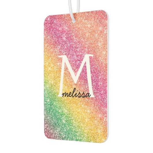 ピンクイエローグリーン虹の輝き カーエアーフレッシュナー (左)