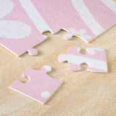 ピンクイエローグルービーレトロサンシャイン60sデイジーフローラ ジグソーパズル (側面)