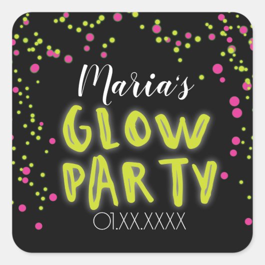 ピンクイエローグローパーティー スクエアシール (正面)