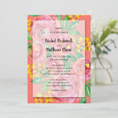 ピンクイエローコーラル結婚フローラ 招待状 (スタンド正面)