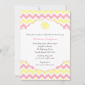 ピンクイエローサンシャインガールベビーシャワー 招待状 (正面)