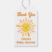 ピンクイエローサンシャインベビーシャワーのお願い ギフトタグ (正面)