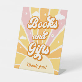 ピンクイエローサンシャインベビーシャワーブック&ギフト 台座サイン