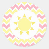 ピンクイエローサンシャインベビーシャワー封筒用シール ラウンドシール (正面)