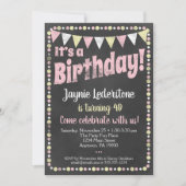 ピンクイエローシャルボード誕生日招待状 招待状 (正面)