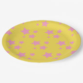 ピンクイエロースターズキッズベビーサーカスパーティー ペーパープレート (アングル)