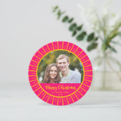 ピンクイエロースターバストメリークリスマスフォト シーズンカード (スタンド正面)