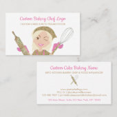 ピンクイエロースマイルベーカリーガールシェフビーガンペストリー 名刺 (正面/裏面)