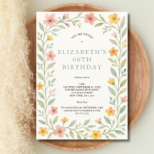 ピンクイエローセージ緑フローラ水彩60th