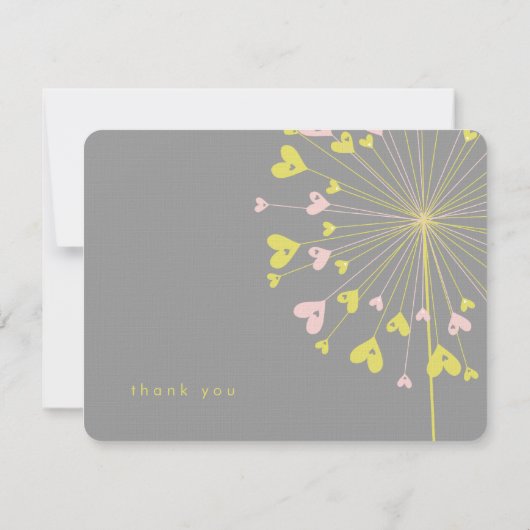 ピンクイエロータンデリオンズ結婚ラブのサンキューカード サンキューカード (裏面)