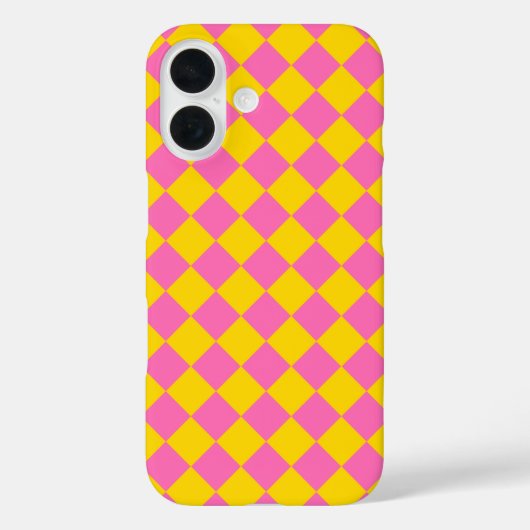 ピンクイエローダイヤモンドハーレクイン市松模様にパターン Case-Mate iPhoneケース (裏面)