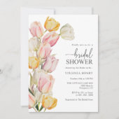 ピンクイエローチューリップブライダルシャワー 招待状 (正面)