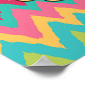 ピンクイエローティール(緑がかった色)グリーンシェブロン勇気付けられる ポスター (角)