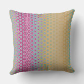 ピンクイエローティール(緑がかった色)トロピカルパターン抽象芸術 クッション (裏面)