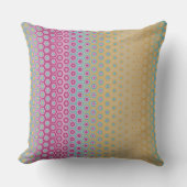 ピンクイエローティール(緑がかった色)トロピカルパターン抽象芸術 クッション (正面)