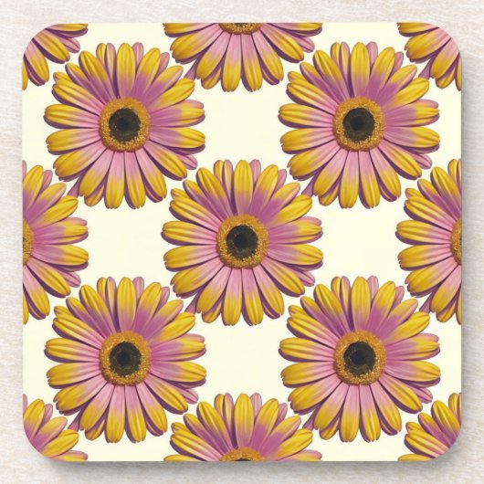 ピンクイエローデイジーコースターセット コースター (正面)