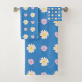 ピンクイエローデイジーディティ花柄パターストライプンB バスタオルセット (インサイチュ)