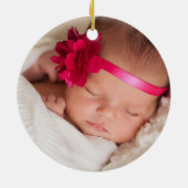 ピンクイエローデイジーフローラ新しいおばあちゃんフォトセラミック セラミックオーナメント (裏面)