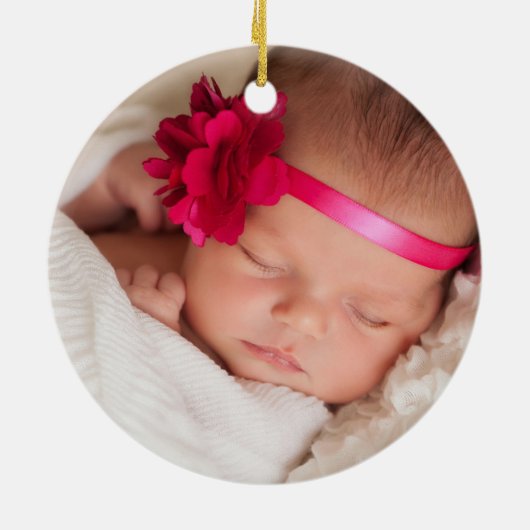 ピンクイエローデイジーフローラ新しいおばあちゃんフォトセラミック セラミックオーナメント (裏面)